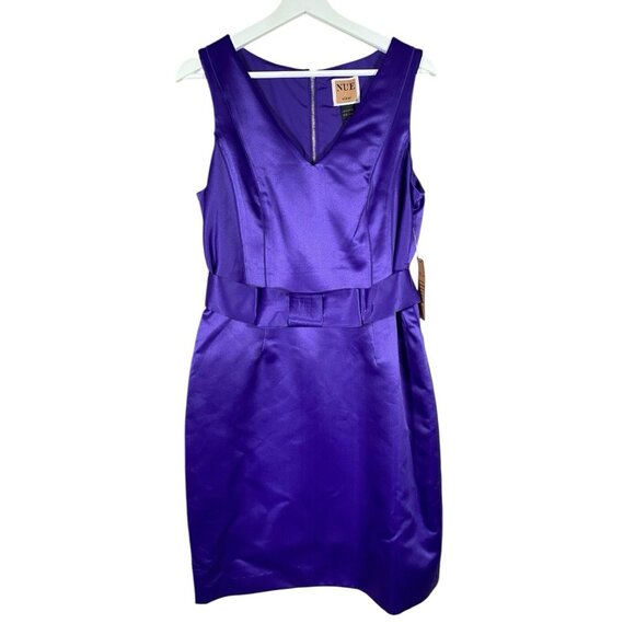NUE by Shani Satin Sheath Dress Size 12 Elegant Formal Cocktail Party Shaping - Picture 1 of 15